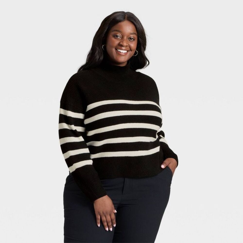 A New Day - Women's Funnel Pullover Sweater - A New Day Black/ Black